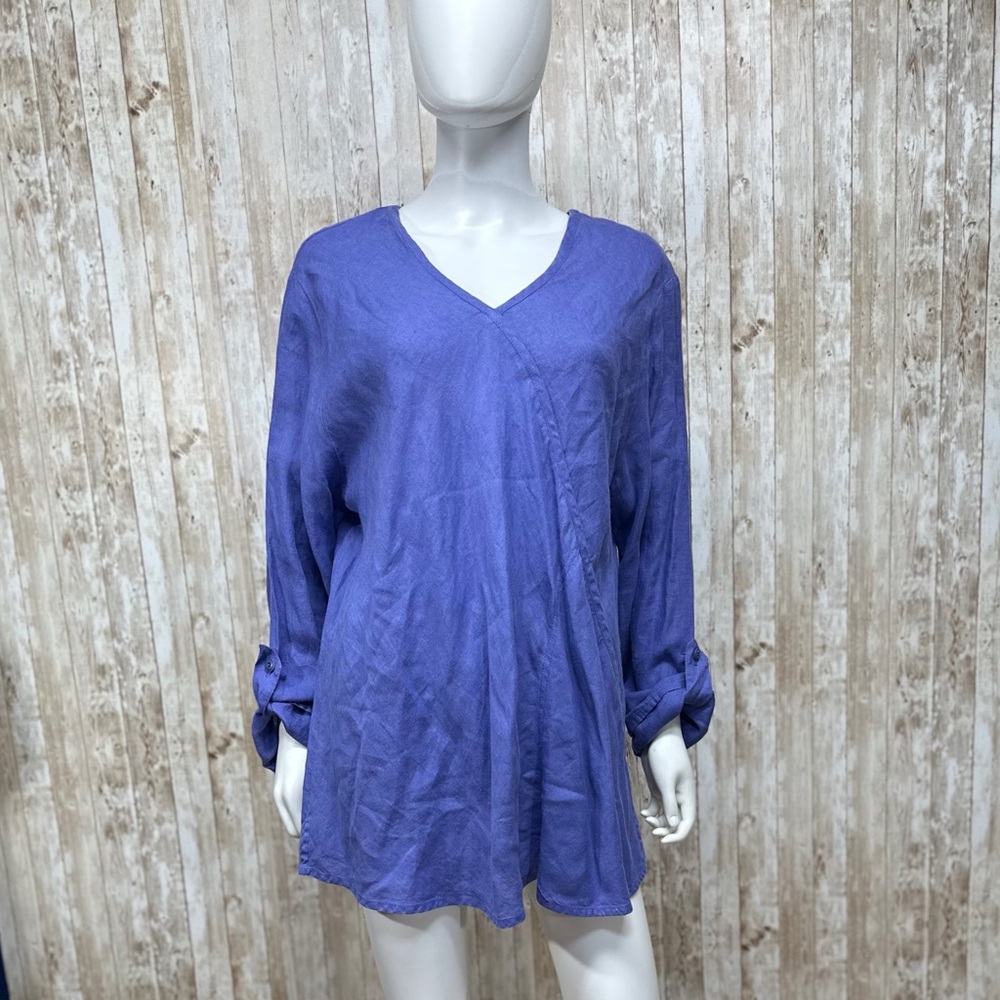 Flax Purple Long Sleeve Linen Tunic [F3]